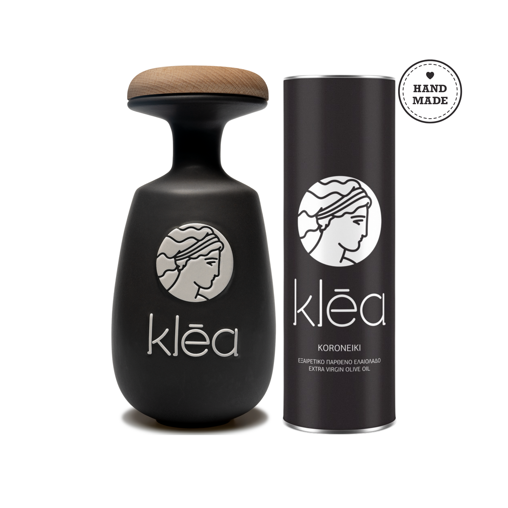 Würzig - Premium Koroneiki Natives Olivenöl Extra Set - Keramikflasche & Nachfüllbehälter